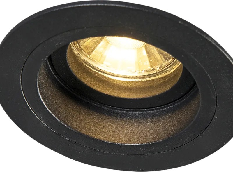 Inteligentny reflektor wpuszczany czarny okrągły z WiFi GU10 - Chuck
