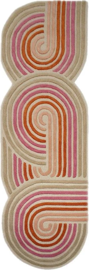 Różowy wełniany chodnik tkany ręcznie 80x300 cm Spiral Shaped – Flair Rugs