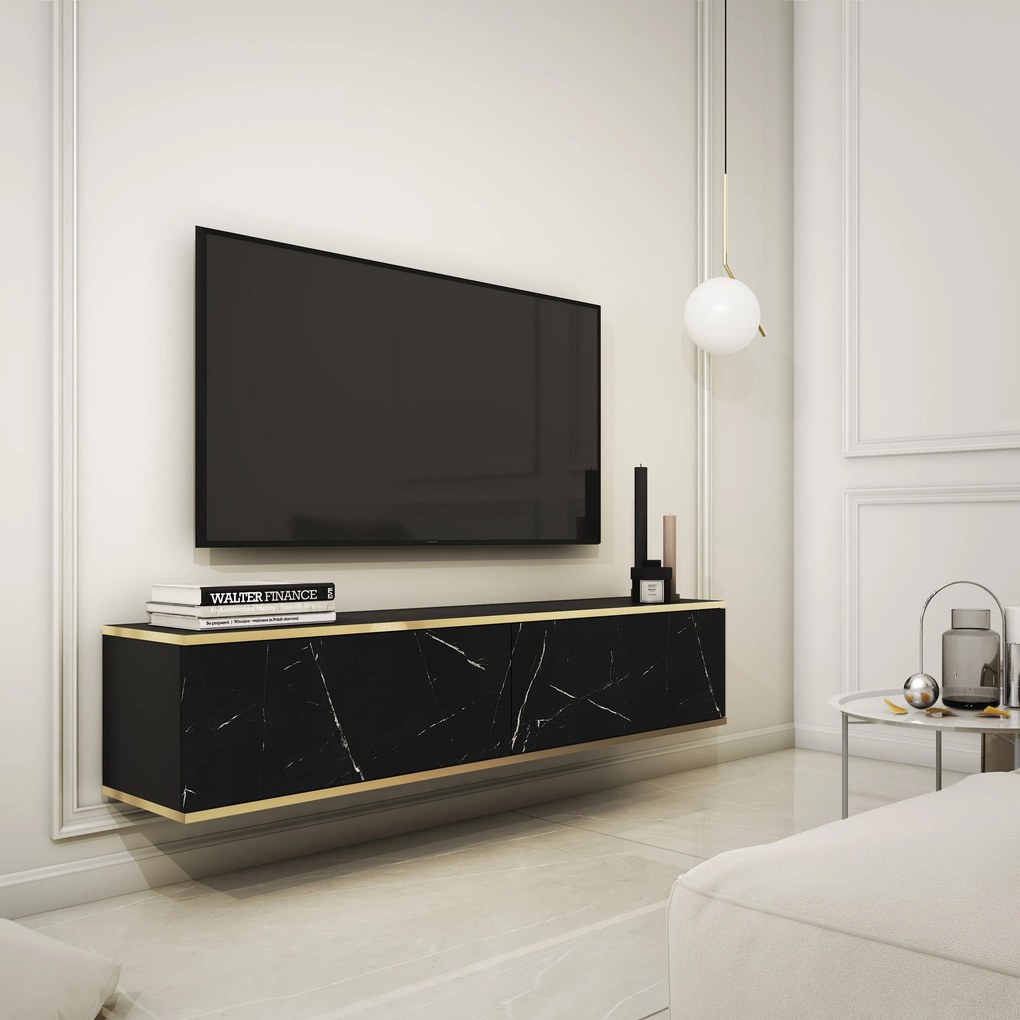 Szafka RTV VENEZIA - Czarny / Front Inny kolor / 135 cm