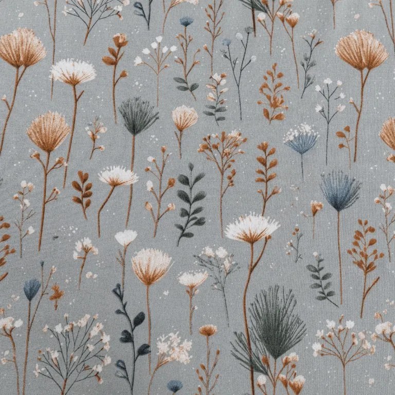 PrzytulneMieszkanie.pl Prześcieradło z mikrofibry BOTANIC FIELD szare 180x200 cm