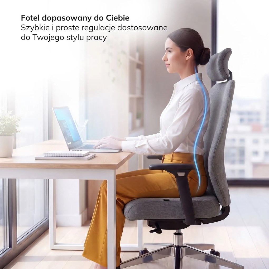 Fotel biurowy ergonomiczny ciemnoszary: AXIS