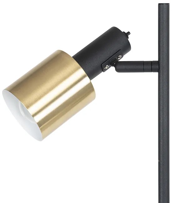 Designerska lampa podłogowa czarna ze złotem 2-światła - Stijn Nowoczesny Oswietlenie wewnetrzne