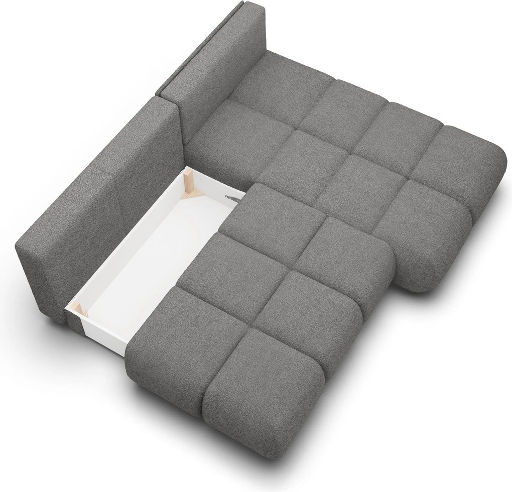Masseno Narożnik CORSO z funkcją spania i pojemnikiem na pościel Narozniki L, Rozkładana sofa - Szary, NOW OR NEVER 92