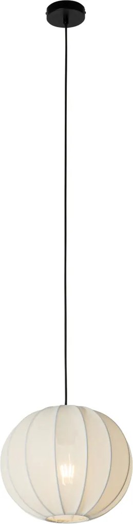 Lampa wisząca w stylu japandi, jedwab biały, 30 cm - Plu