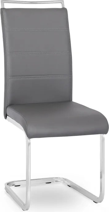 Krzesło Tapicerowane do Jadalni LOCA Szare Na Płozach Ekoskóra Nowoczesne