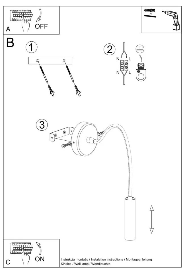 Czarny kinkiet Aludra – Nice Lamps