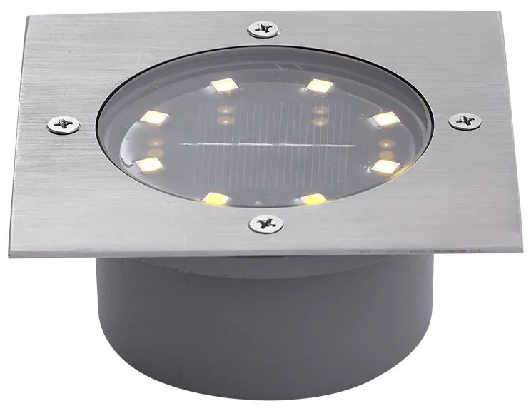 Zewnetrzna Zestaw 6 reflektorów gruntowych aluminiowych kwadratowych z LED IP65 solarnych - Terry Nowoczesny Oswietlenie zewnetrzne