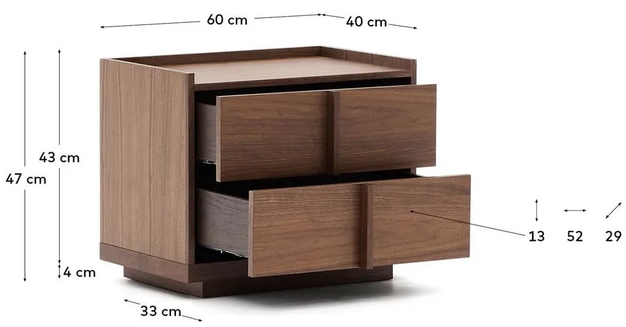 Ciemnobrązowa szafka nocna w dekorze orzecha Onix – Kave Home