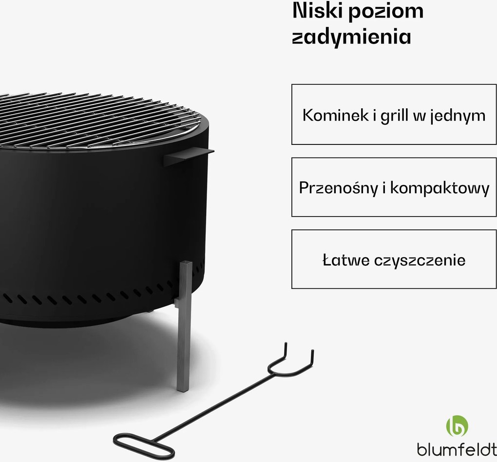 Blumfeldt Ignite Pure 53cm Niskie Palenisko z grillem Crna