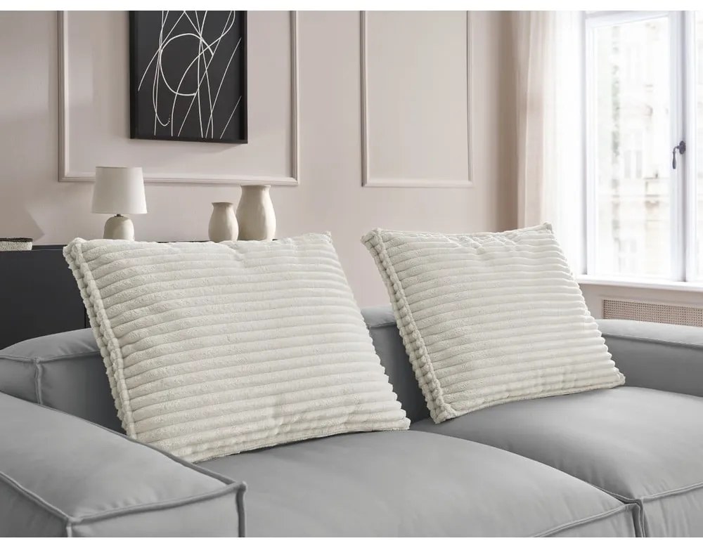 Jasnoszara sofa z imitacji skóry 260 cm Boheme – Bobochic Paris