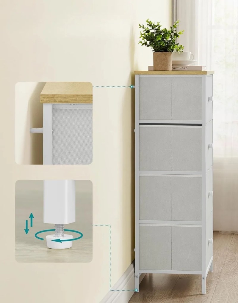 Komoda z szufladami HALLY 53x93 cm, dąb/biały