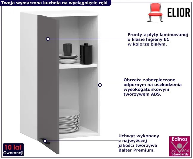 Szara minimalistyczna górna szafka kuchenna Tixa