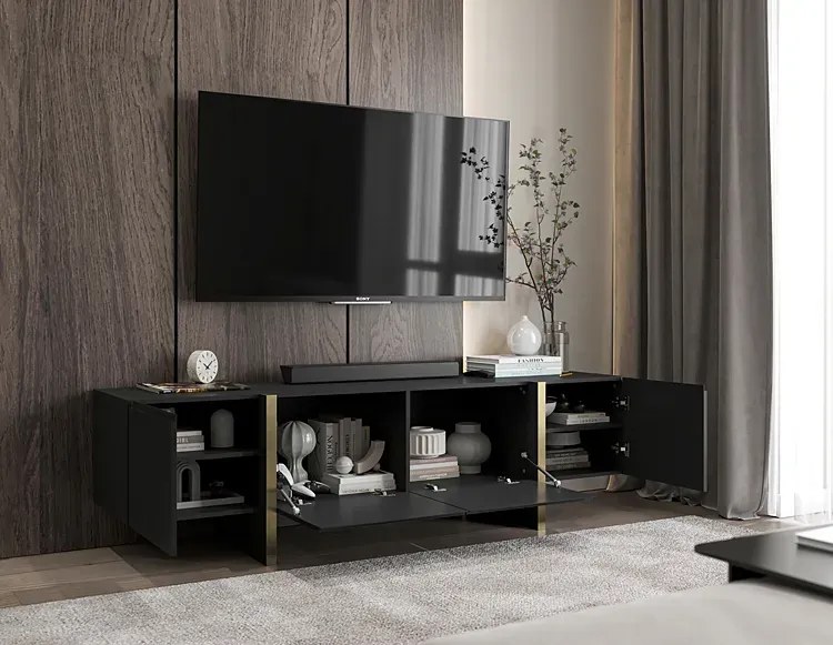 Modernistyczna czarna szafka rtv K0-T77