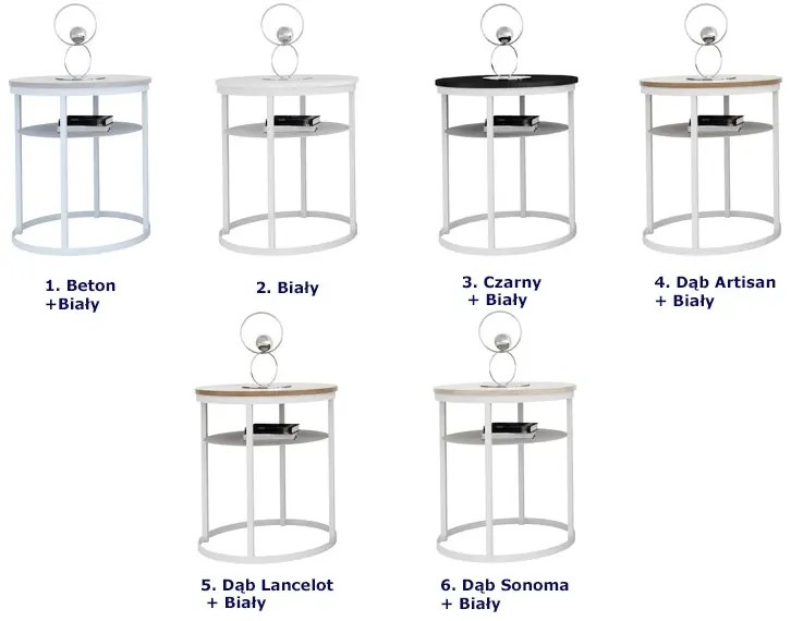 Okrągły stolik kawowy skandynawski dąb lancelot + biały H8-C22