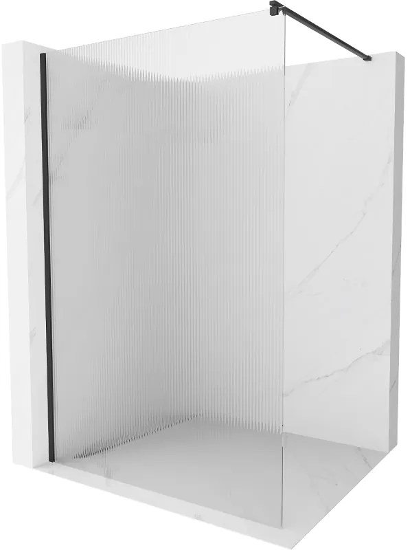 Mexen Kioto ścianka prysznicowa 80 x 200 cm, prążki 8 mm, czarna - 800-080-101-70-09