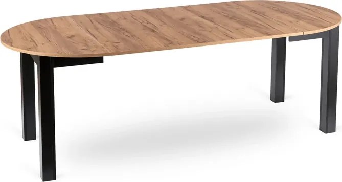 Stół Okrągły Rozkładany JAMES 103-223 cm Dąb Craft/Czarny Nowoczesny Loft