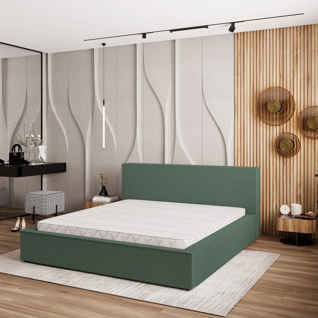 Masseno Łóżko tapicerowane CELORA z pojemnikiem na pościel 160x200 cm - Zielony, QUELLE 37