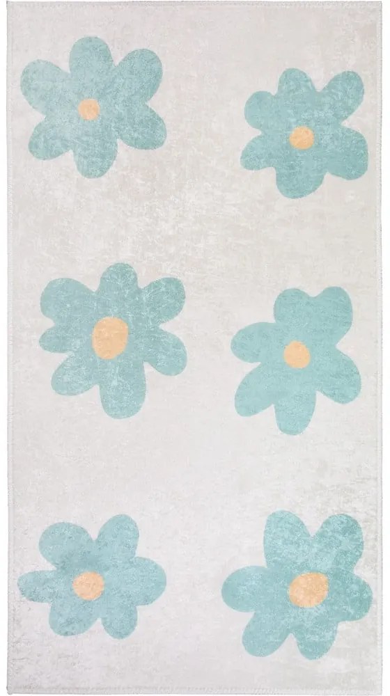 Miętowo-kremowy dywan dziecięcy odpowiedni do prania 80x150 cm Cute Flowers Green – Vitaus
