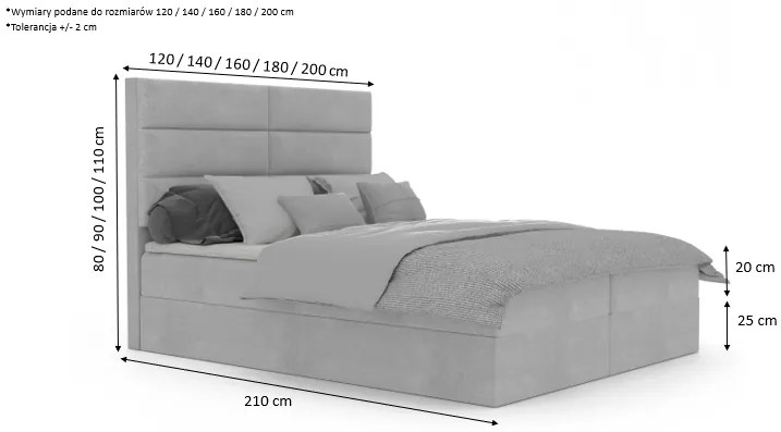 Łóżko kontynentalne ELLA 2 - 160x200