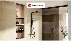 Kolumna prysznicowa PENEDA ze stali nierdzewnej, kolor czarny mat – 125 cm