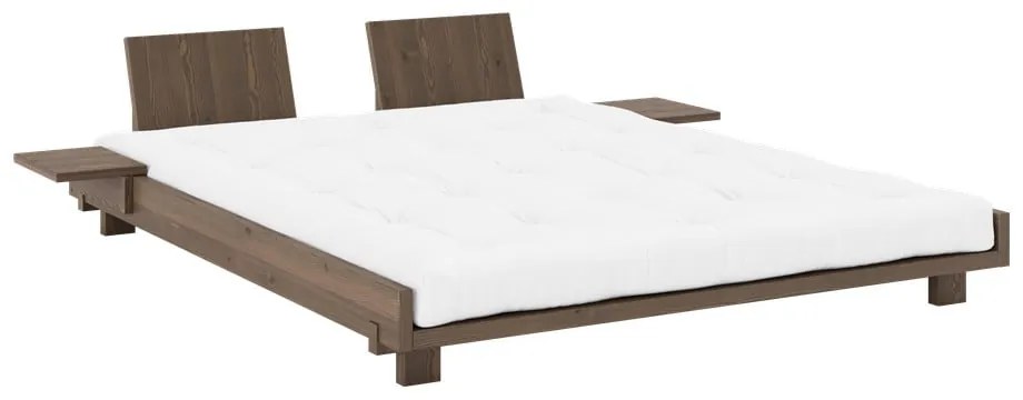 Brązowe łóżko dwuosobowe z litego drewna sosnowego ze stelażem 160x200 cm Social – Karup Design