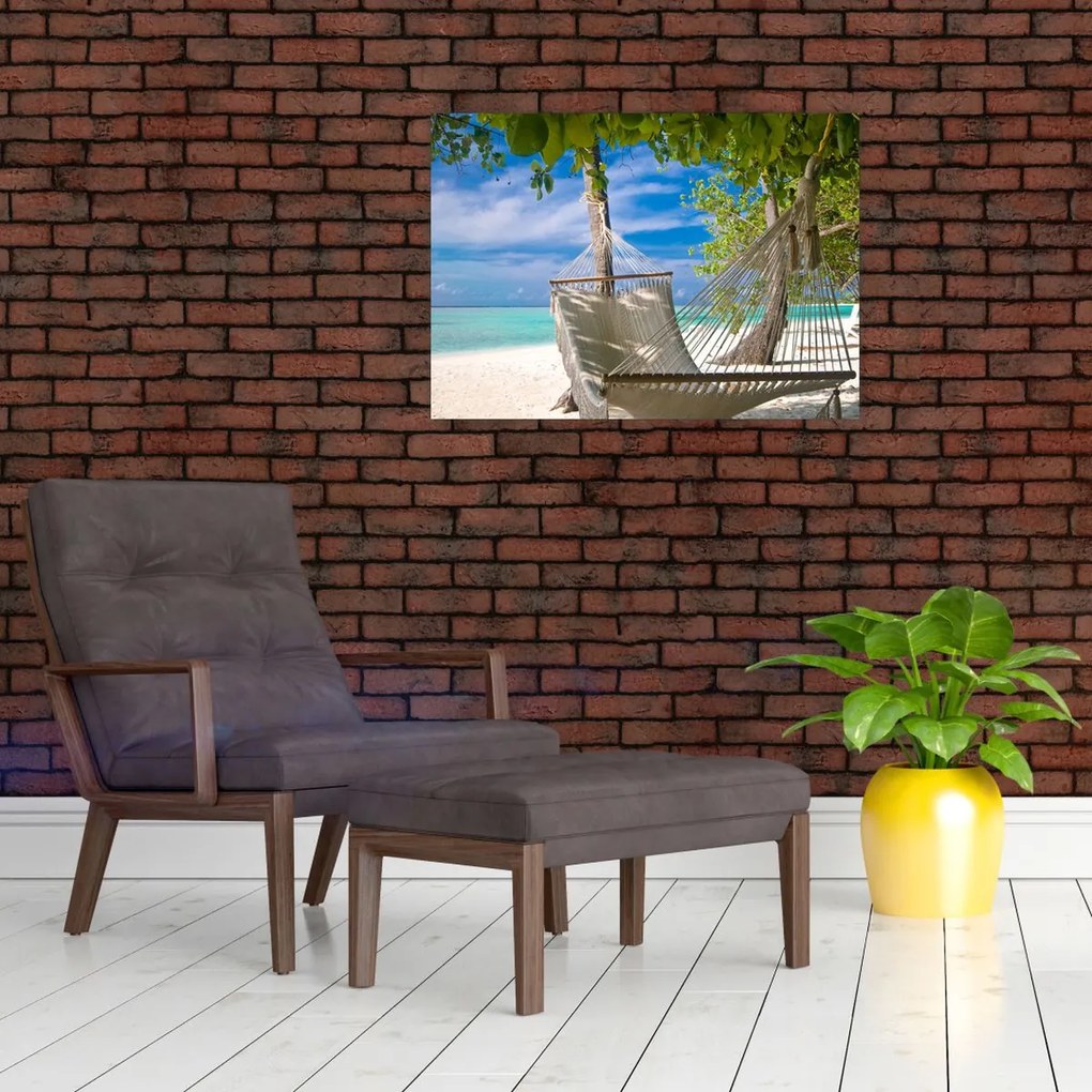 Obraz - Hamak na plaży (70x50 cm)