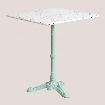 Kwadratowy Stolik Barowy 60x60 Cm Z Lastryko Azteca Terrazzo Kość Słoniowa I Czerń - Zielona Rajska Wyspa - Sklum