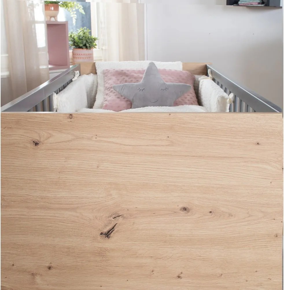 Szaro-naturalne łóżeczko 60x120 cm Anna – Roba