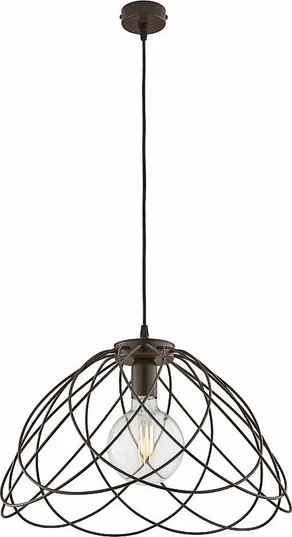 Żyrandol Pagoda z czarnego lakierowanego żelaza z dekoracją z efektem rdzy, z regulowanym kablem elektrycznym, 1 lampa 132 Ø45 BL298-S1-RG