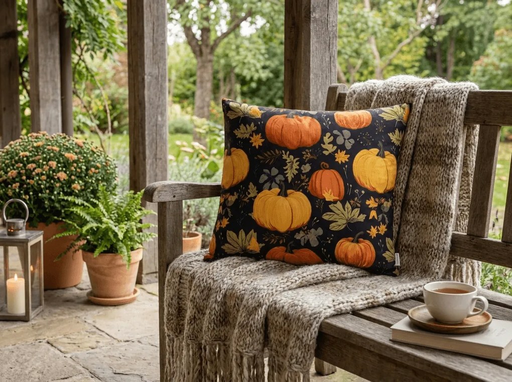 Poszewka na poduszkę z mikrofibry ORANGE PUMPKINS 45x45 cm, kolorowa