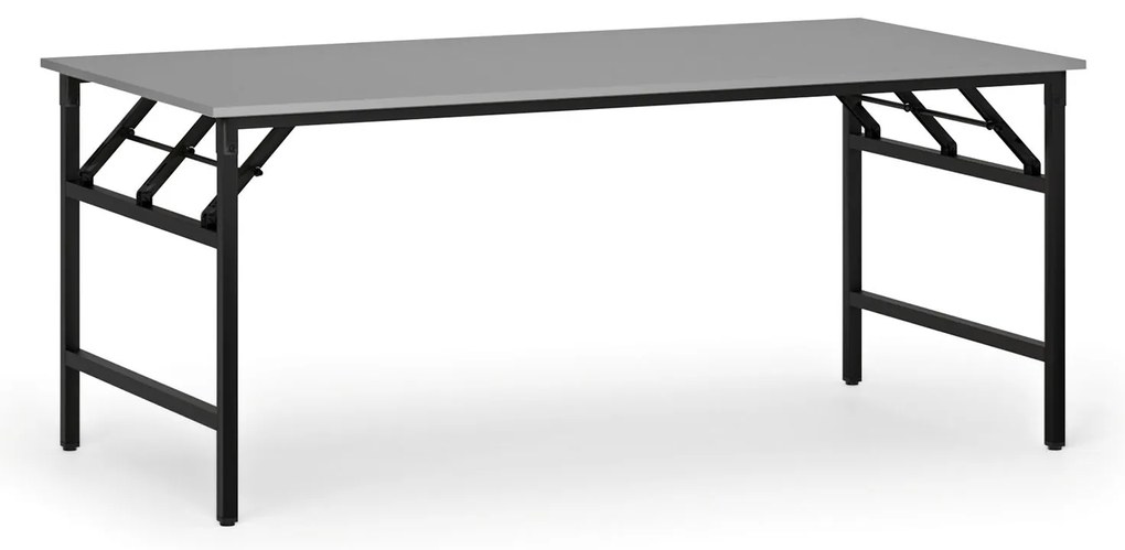 Stół konferencyjny FAST READY, 180x90 cm, czarna podstawa, szary