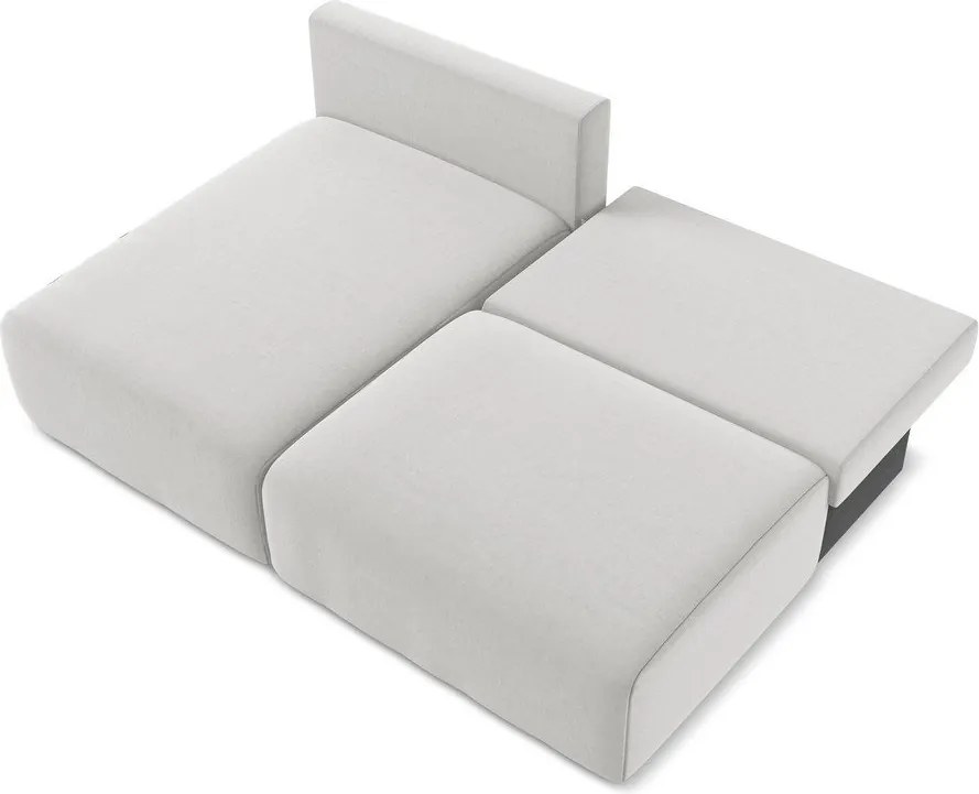 Jasnoszary aksamitny rozkładany/ze schowkiem narożnik (lewostronny/z szezlongiem) Kalena – Makamii