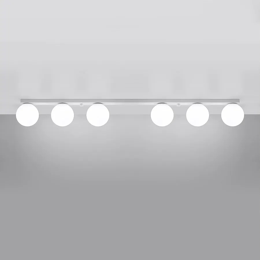 Plafony nowoczesny Zynfi, stal/szkło - 6 źródło światła 3000K - L.120 x H.14.5 cm - biały