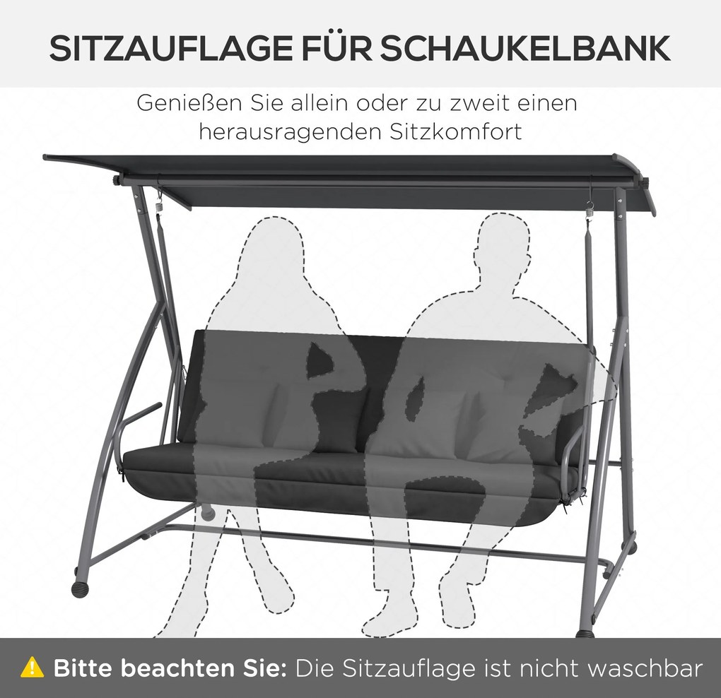 Poduszka Outsunny do huśtawki ogrodowej 170 x 100 x 8 cm, Ciemnoszary