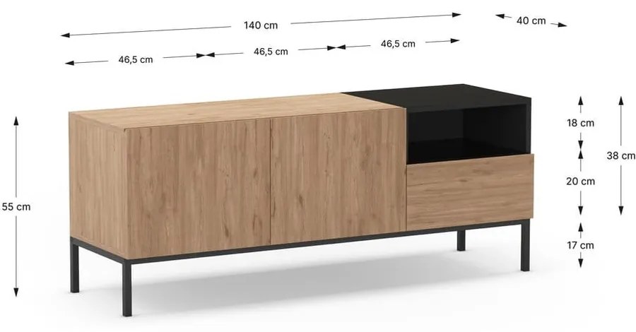 Kremowa szafka pod TV 140x55 cm Cailin – Marckeric