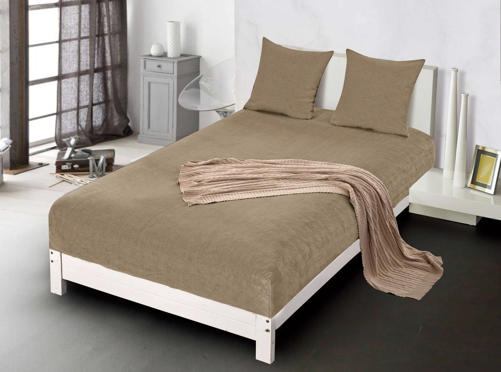 PrzytulneMieszkanie.pl Prześcieradło z mikropluszu SOFT 90x200 cm brązowe