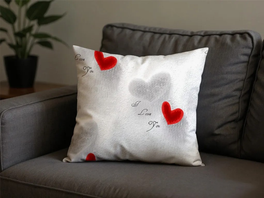 Zestaw 2 szt. dekoracyjnych poszewek na poduszki z mikrofibry HEARTIZIA 45x45 cm, jasnoszary