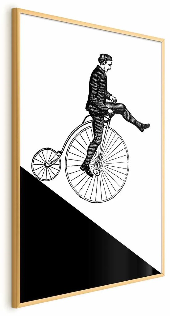 Plakat Cyklista 21x30 cm z ramą złotą bez marginesu ARTGEIST B