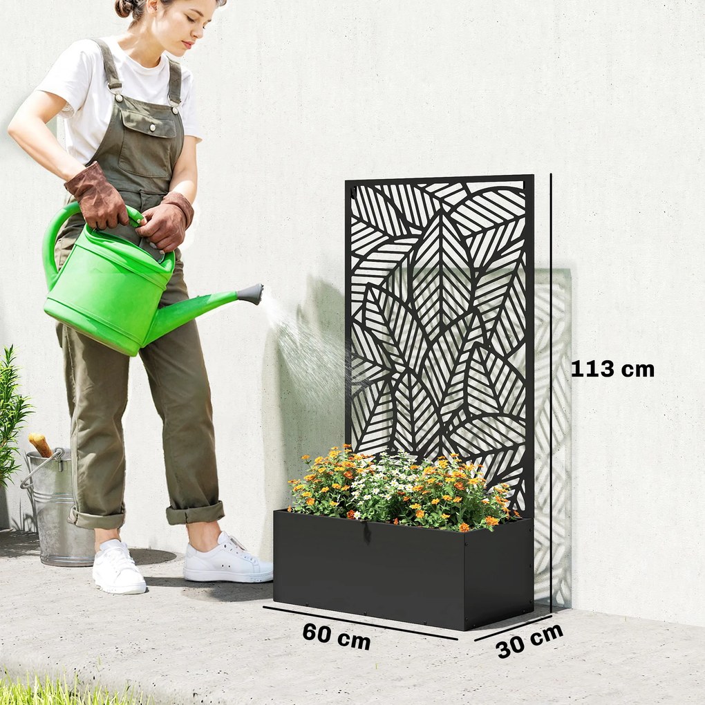 Outsunny podwyższana grządka metalowa z kratownicą dla pnączy, wolnostojąca lub do montażu na ścianie | Aosom PL
