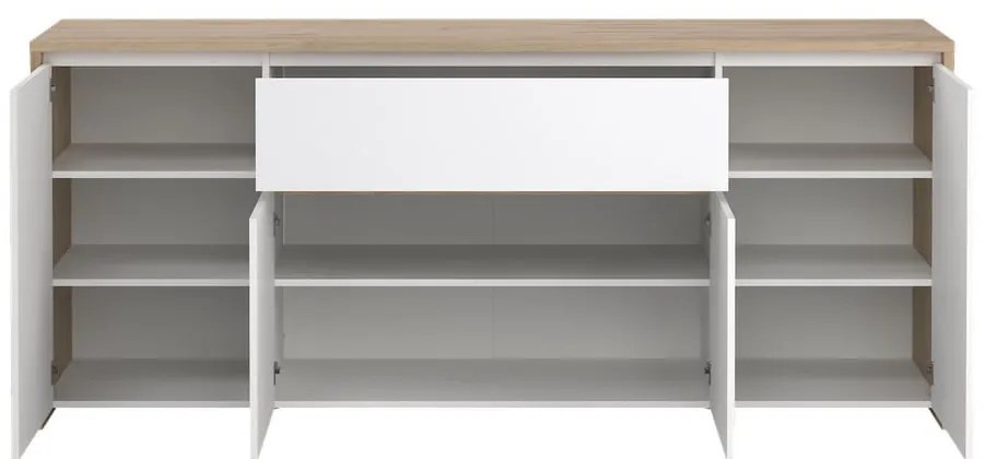 Biało-naturalna komoda w dekorze dębu 197x84x48 cm Next – Tvilum