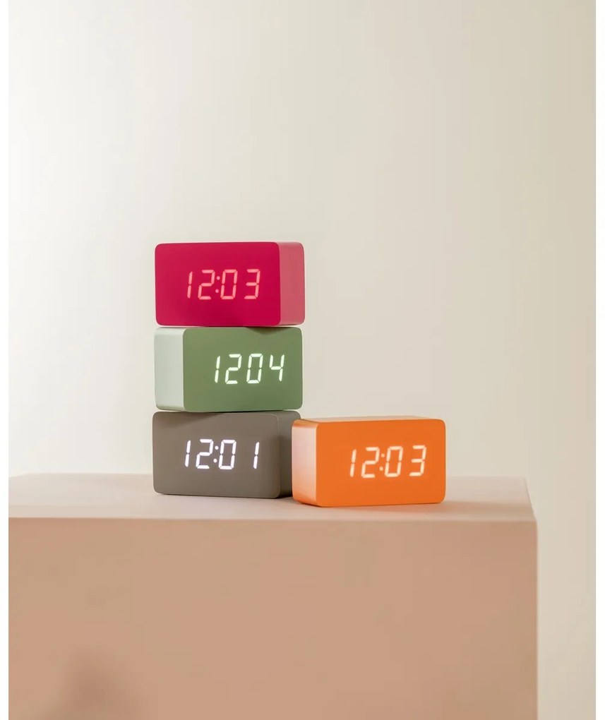 Karlsson 5983OR designerski zegar LED z budzikiem,pomarańczowy, 10 cm