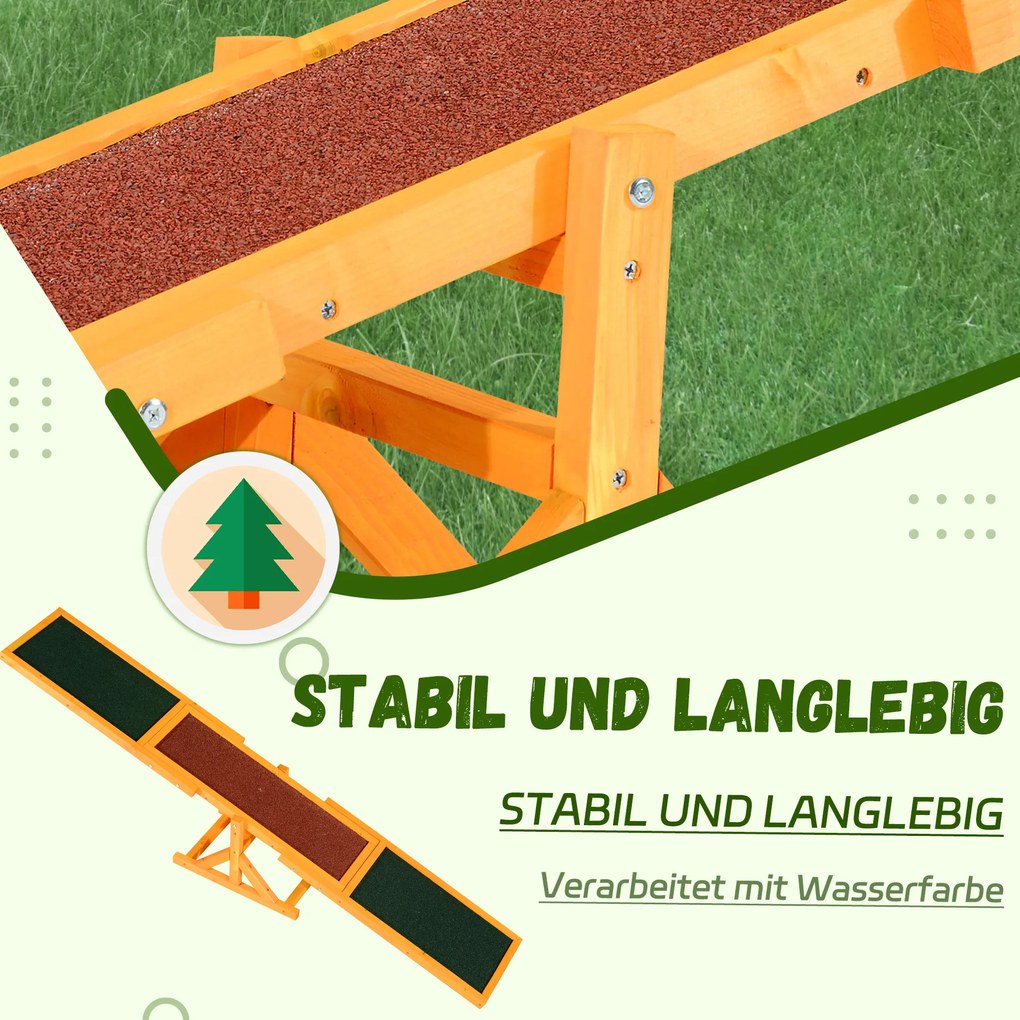 PawHut Huśtawka zręcznościowa dla psa Drewniana równoważnia do agility 180x30x30cm Naturalne drewno | Aosom PL