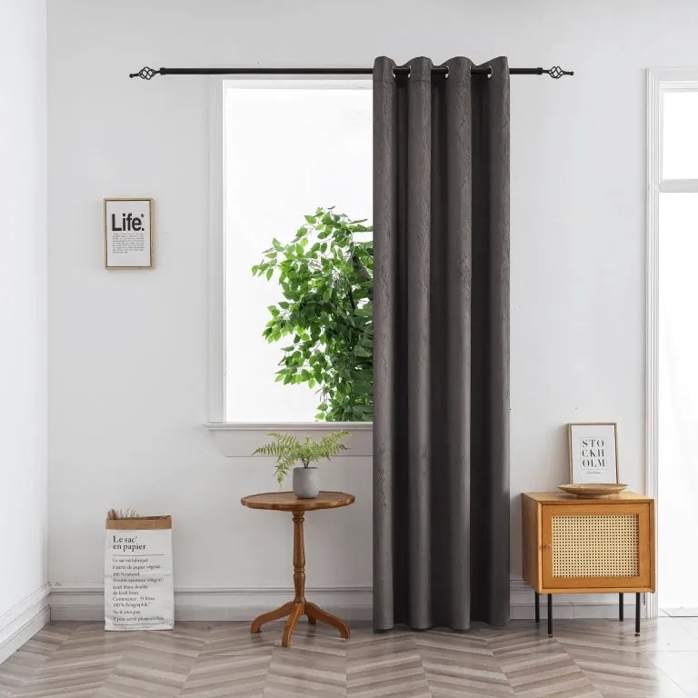 Zasłona zaciemniająca DUNES VELVET 140x250 cm, ciemnoszara Zawieszanie: Metalowe pierścienie