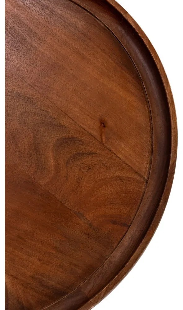 Ciemnobrązowy okrągły stolik z litego drewna mango 80x80 cm Giselle – MOME
