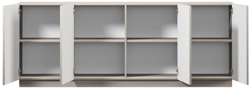 Komoda czterodrzwiowa Lorini 200 cm - kaszmir / czarne uchwyty T-bar