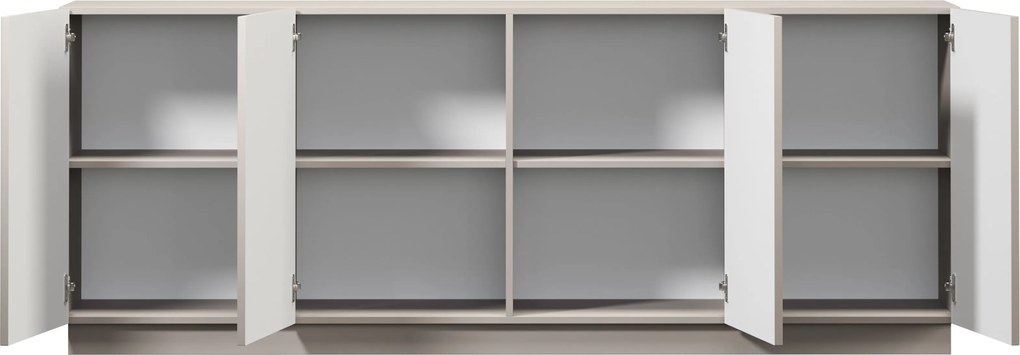 Komoda Lorini 200 cm czterodrzwiowa - kaszmir / czarne uchwyty T-bar