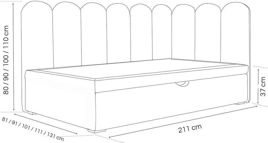 Łóżko młodzieżowe i dziecięce SKYE 90x200 + materac comfort