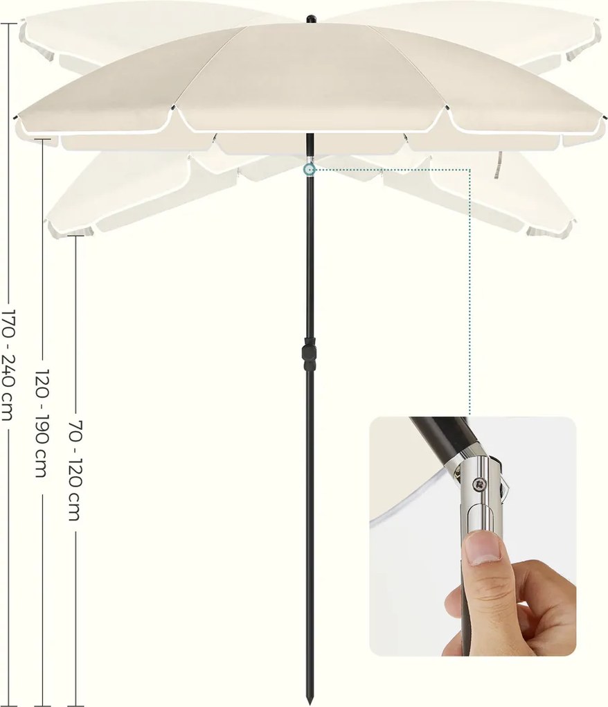 Parasol SOLARA, Ø200 cm, beżowa SongmicsHome