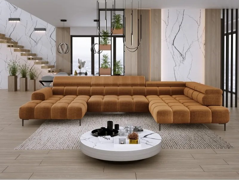 Narożnik PLAZA XL Prawostronny z elektryczną regulacją siedziska Tkanina EDEN 10 WERSAL