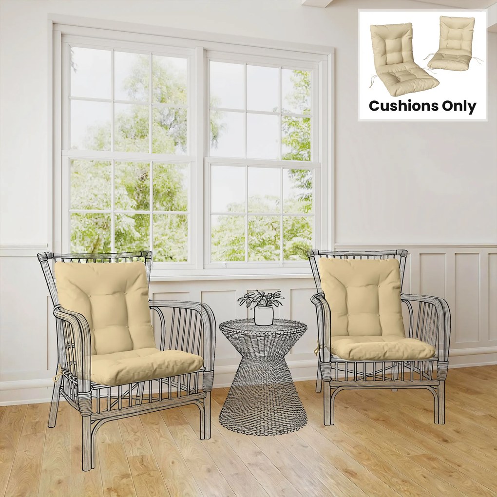 Outsunny Wodoodporne poduszki na krzesła z oparciem i paskami do użytku wewnętrznego i zewnętrznego, beżowe | Aosom PL